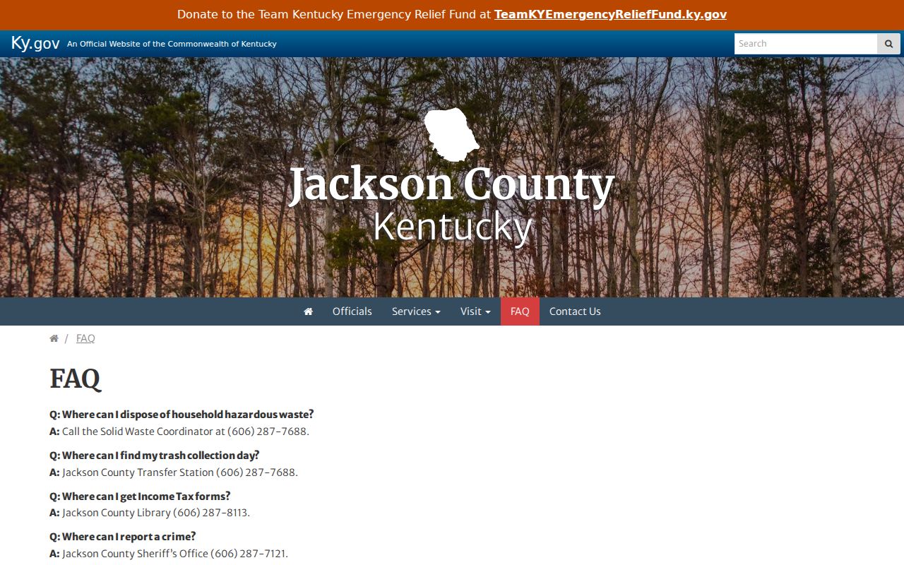 Jackson County arrest lookup county FAQ contact page