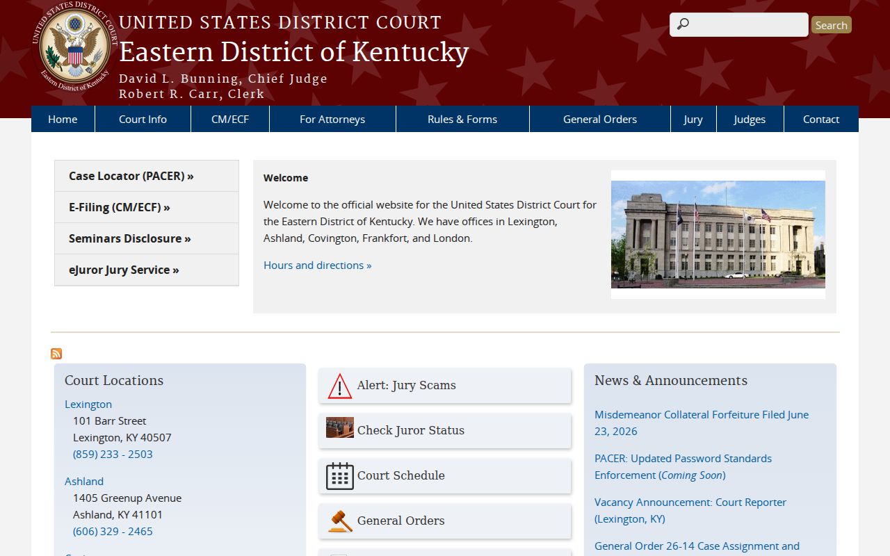 Eastern District of Kentucky source for Jackson County federal criminal court cases