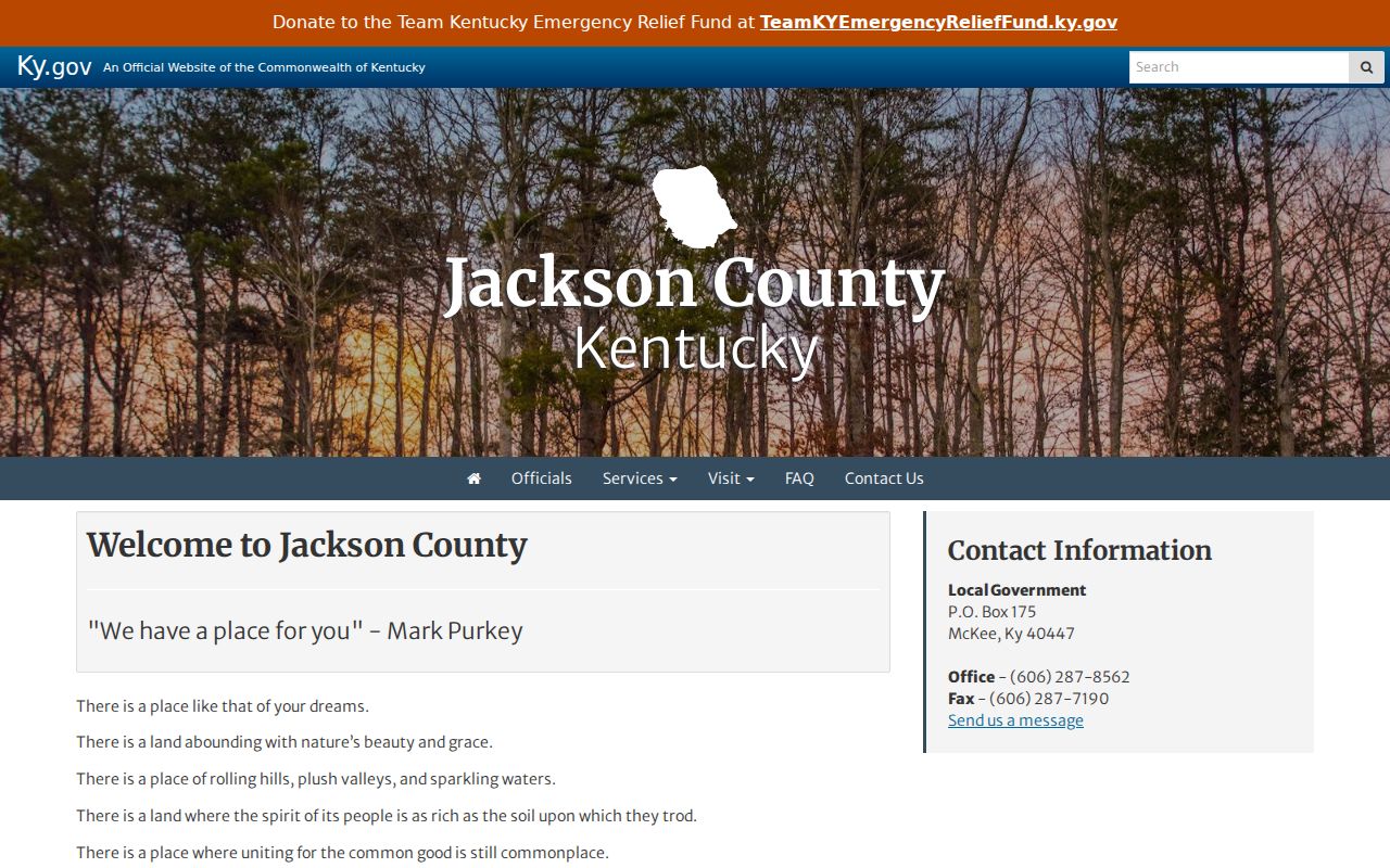 Jackson County criminal history government contact page