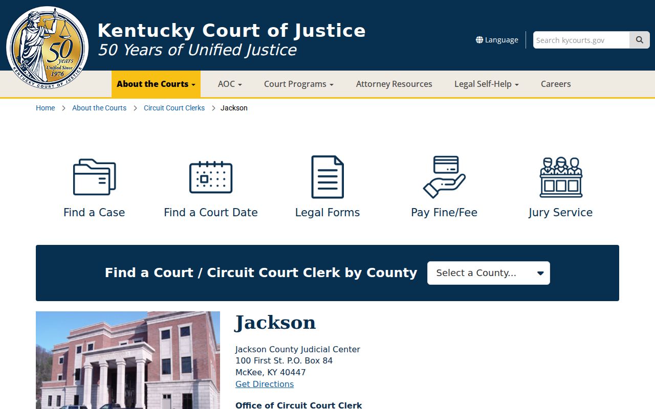 Jackson County criminal records Judicial Center page