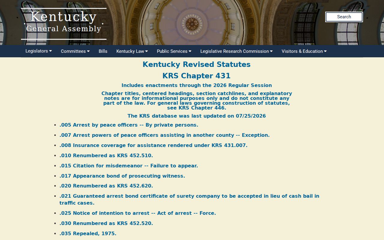 Kentucky statute source for Jackson County sex offender registry requirements